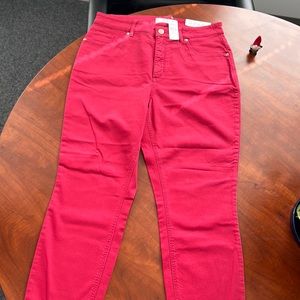 Loft cranberry high waist skinny crop jeans